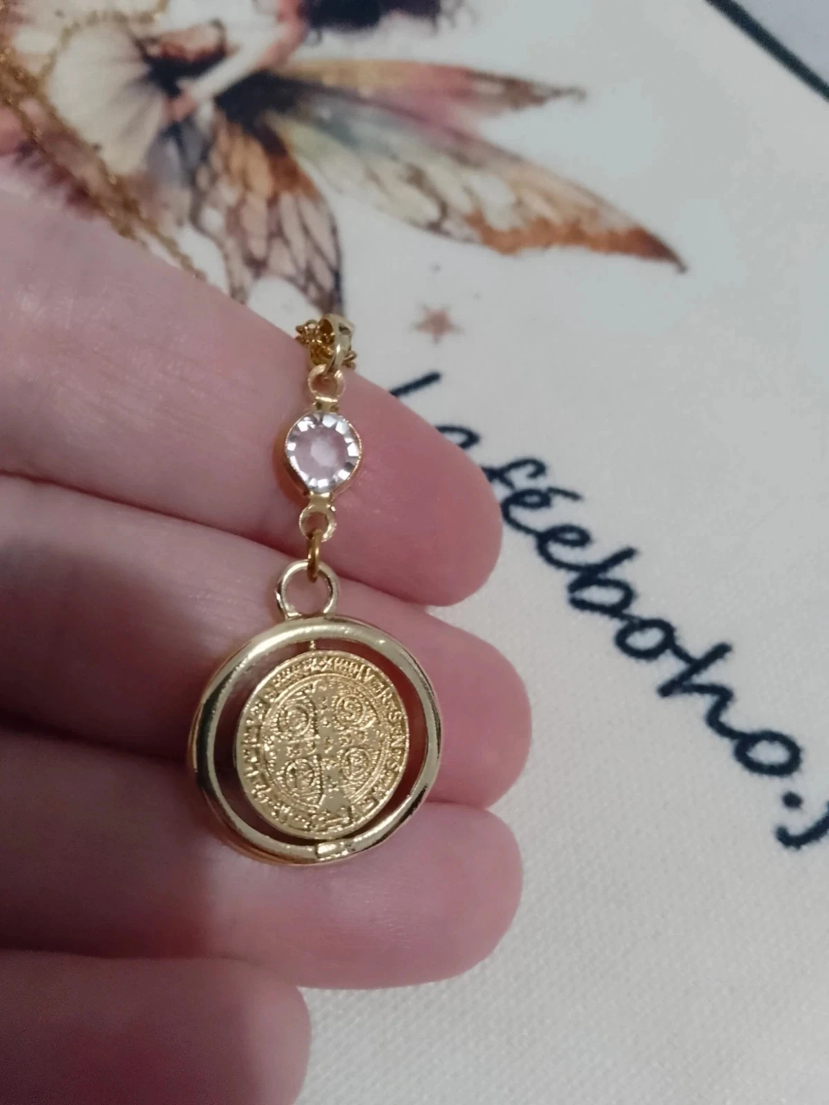 Collier saint Benoît pierre de cristal de roche – photo 4